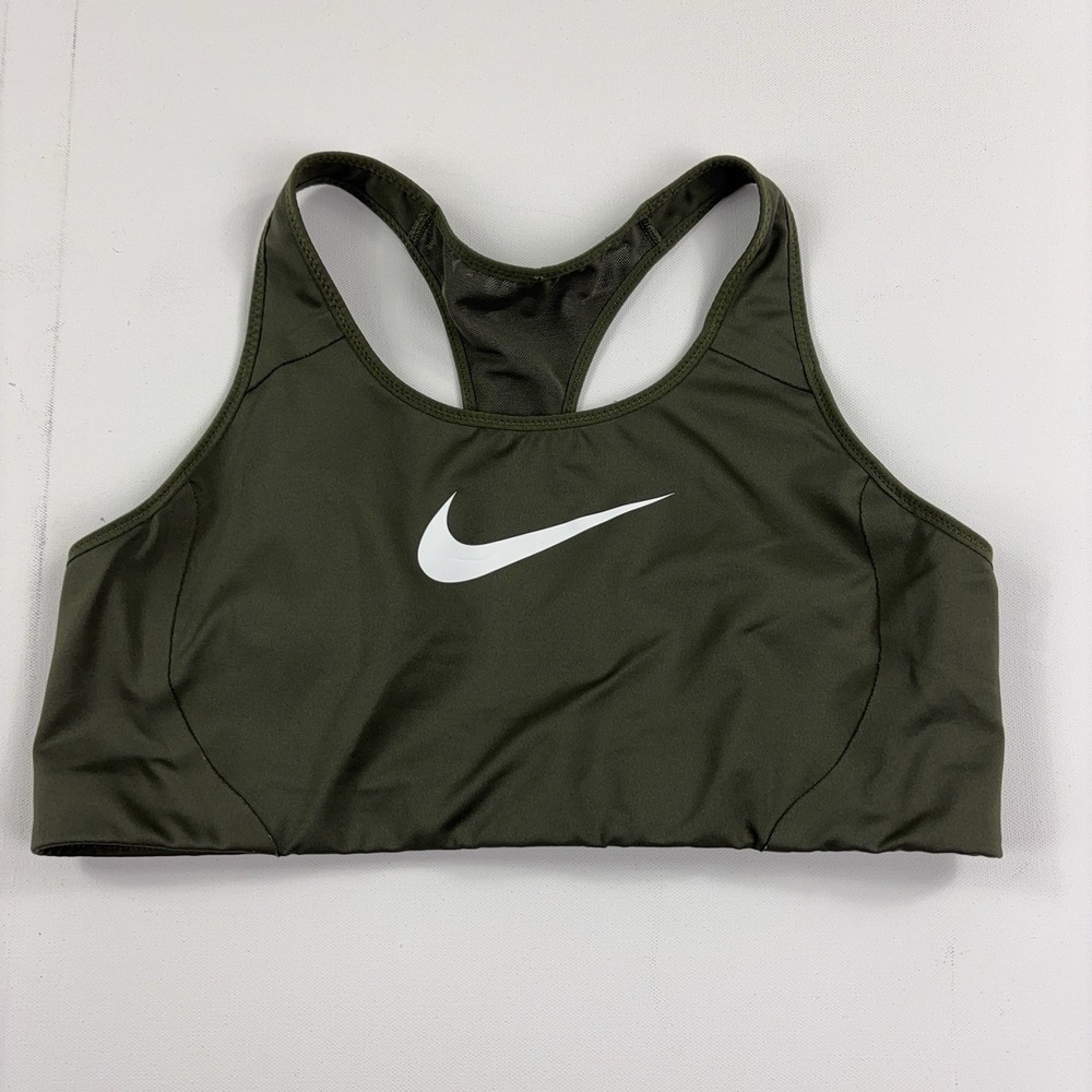 Nike Dri-FIT Sports Bra Womens XL Green Racerback Lined Stretch Gym Athletic